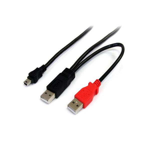 （まとめ） StarTech.com USB Y字給電ケーブル 1.8m USB A-mini B（Y型分岐パワーケーブル） ブラックUSB2HABMY6 1本 【×2セット】