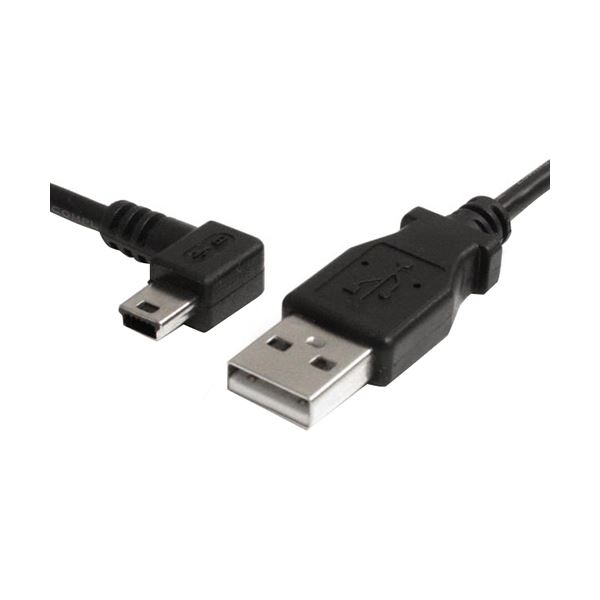 （まとめ） StarTech.com ミニUSB変換ケーブル miniUSB左向きL型 1.8m USB A（オス）-USB mini-B（オス）ブラック USB2HABM6LA 1本 【×2セット】