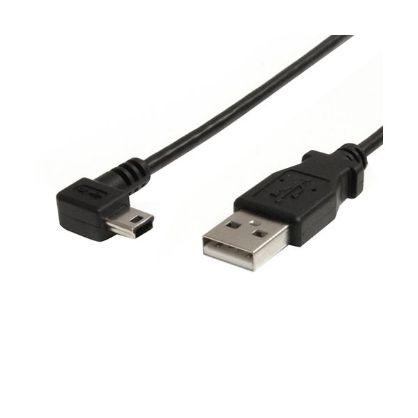 StarTech.com ミニUSB変換ケーブル miniUSB右向きL型 1.8m USB A（オス）-USB mini-B（オス）ブラック USB2HABM6RA 1本