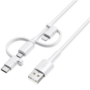 ハイディスク3in1ケーブル 1m ホワイト 高速充電2.4A対応 HD-3IN1MLC1WH 1本