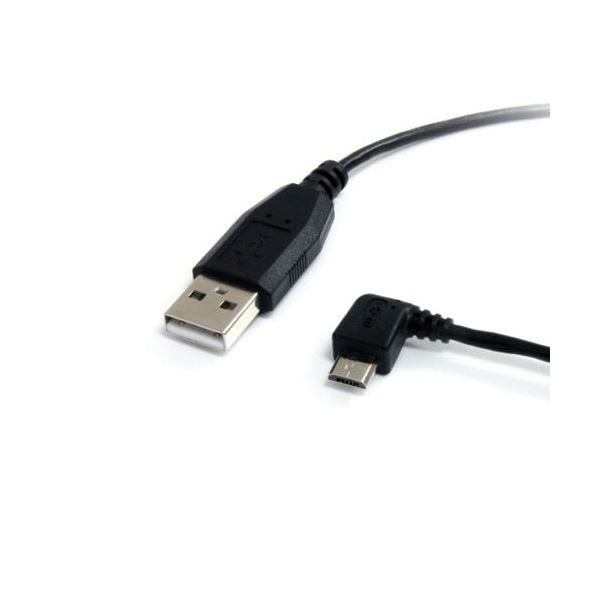 StarTech.com microUSB変換ケーブル 左向きL型 91cm USB A（オス）-microB（オス） ブラックUUSBHAUB3LA 1本