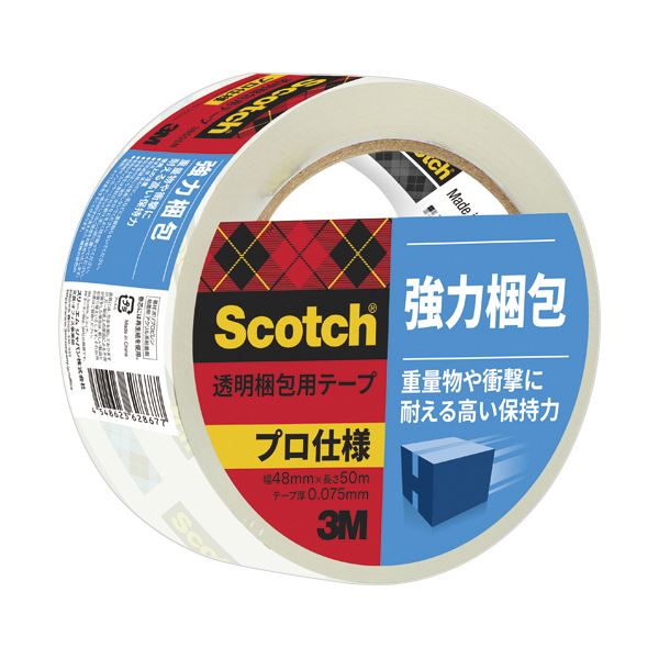 （まとめ） 3M スコッチ透明梱包用テープ 強力梱包 48mm×50m 厚み約0.075mm 3850AS 1巻 【×10セット】