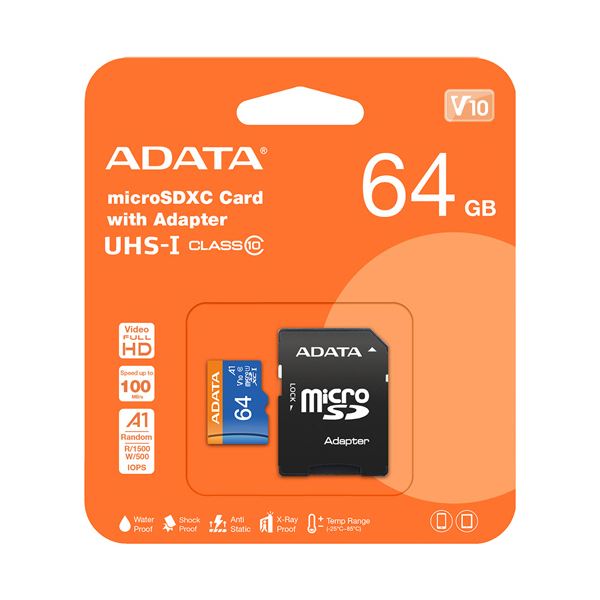 （まとめ） ADATAmicroSDXC メモリーカード 64GB U1 Class10 A1 AUSDX64GUICL10A1-RA1 1枚 【×3セット】