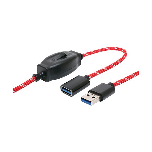 ナカバヤシ ミヨシON OFFスイッチ付USB延長ケーブル 1m USB-EXS301／RD 1本