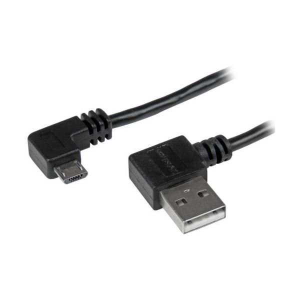 StarTech.com L型右向きマイクロUSBケーブル タイプA（オス）-Micro B（オス） 2m ブラックUSB2AUB2RA2M 1本