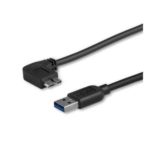 StarTech.com Micro USB3.0 スリムケーブル 片側左向きL型 0.5m Type A（オス）-MicroB（オス） ブラック USB3AU50CMLS 1本