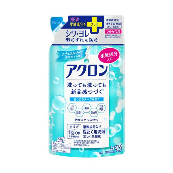 （まとめ） ライオン アクロンナチュラルソープの香り（微香性） つめかえ用 380mL 1パック 【×10セット】