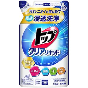 （まとめ） ライオン トップクリアリキッド つめかえ用 500g 1個 【×5セット】