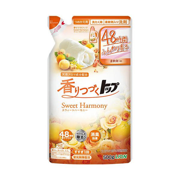 （まとめ） ライオン香りつづくトップ スウィートハーモニー つめかえ用 500g 1個 【×5セット】