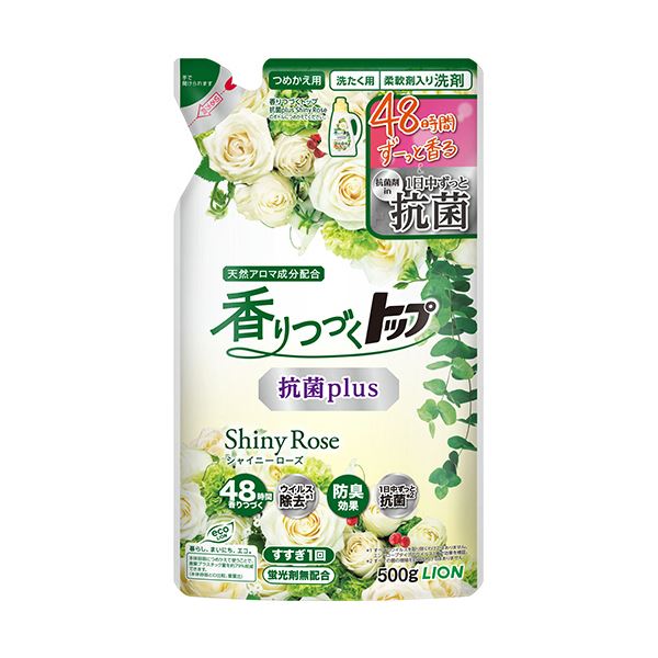 （まとめ） ライオン香りつづくトップ 抗菌Plus シャイニーローズ つめかえ用 500g 1個 【×5セット】