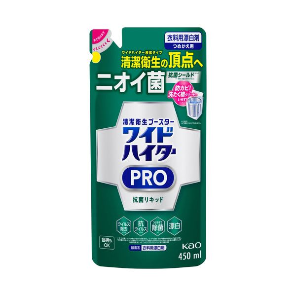 （まとめ） 花王ワイドハイター PRO 抗菌リキッド つめかえ用 450mL 1パック 【×5セット】