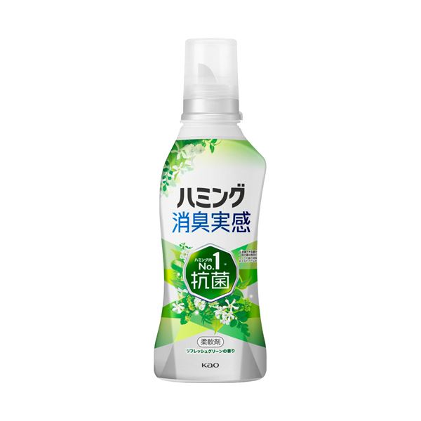 （まとめ） 花王 ハミング消臭実感 リフレッシュグリーンの香り 本体 510mL 1本 【×5セット】