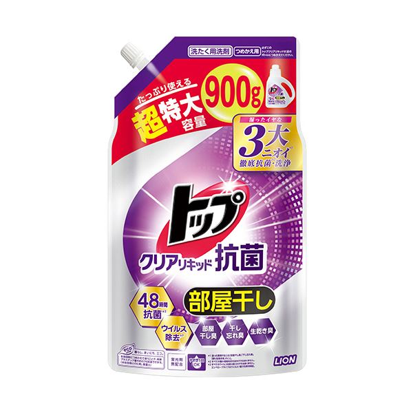 （まとめ） ライオン トップクリアリキッド抗菌 つめかえ用 超特大 900g 1個 【×5セット】