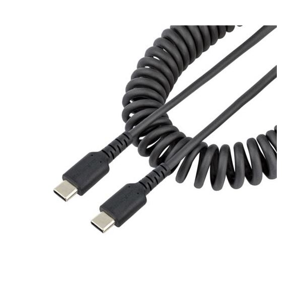 StarTech.com 高耐久USB-C ケーブル 1m コイル（伸縮）型／アラミド繊維補強／オス-オスR2CCC-1M-USB-CABLE 1本