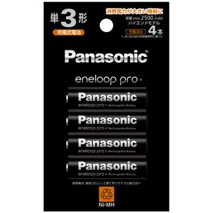 （まとめ） パナソニック充電式ニッケル水素電池 eneloop pro ハイエンドモデル 単3形 BK-3HCD／4H 1パック（4本） 【×3セット】