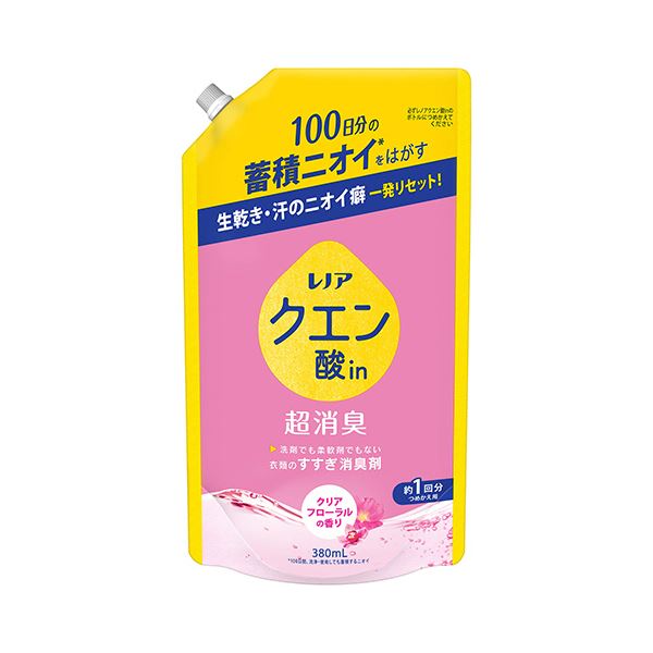 （まとめ） P＆Gレノア クエン酸in超消臭 クリアフローラルの香り つめかえ用 380ml 1個 【×3セット】