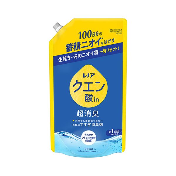 （まとめ） P＆Gレノア クエン酸in超消臭 さわやかシトラスの香り（微香） つめかえ用 380ml 1個 【×3セット】