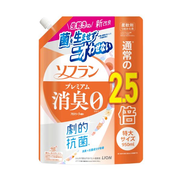 （まとめ） ライオン ソフランプレミアム消臭 アロマソープの香り つめかえ用 特大 950mL 1個 【×3セット】