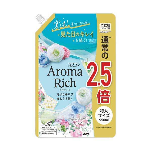 （まとめ） ライオン ソフランアロマリッチ サラ つめかえ用 特大 950mL 1パック 【×2セット】