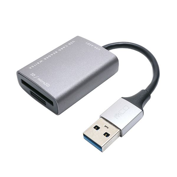 ナカバヤシ ミヨシSD／microSDカードリーダ・ライタ USB-A（USB3.2Gen1対応） ダークシルバー USR-ASD1／DS1個