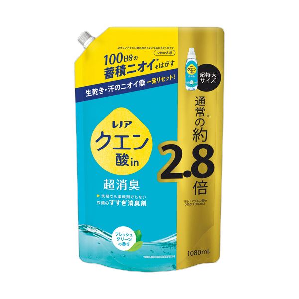 P＆Gレノア クエン酸in超消臭 フレッシュグリーンの香り つめかえ用 超特大 1080mL 1個