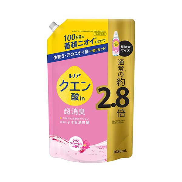 P＆Gレノア クエン酸in超消臭 クリアフローラルの香り つめかえ用 超特大 1080ml 1個