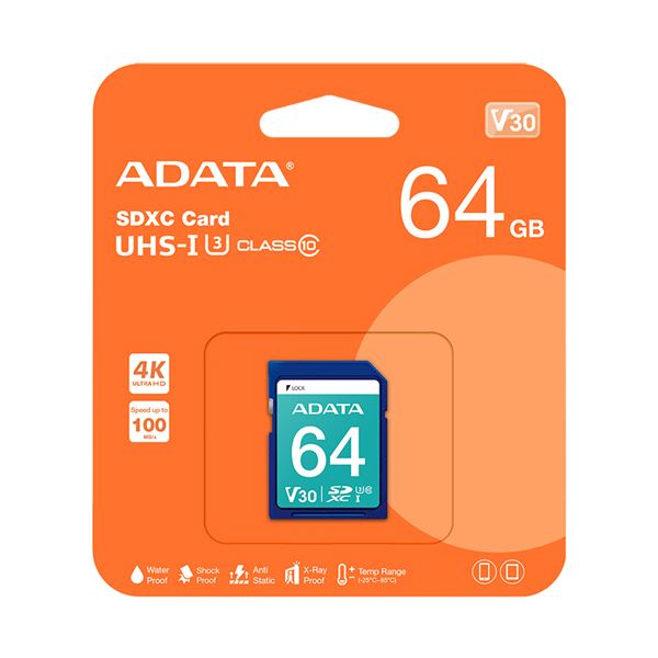 ADATASDXC メモリーカード 64GB Class10 V30 ASDX64GUI3V30S-R 1枚