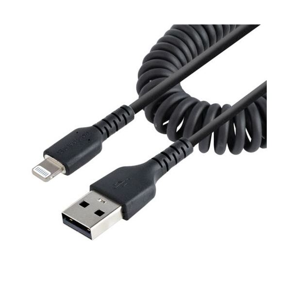 StarTech.com 高耐久Lightning-USB Aケーブル 50cm コイル（伸縮）型／アラミド繊維補強RUSB2ALT50CMBC 1本