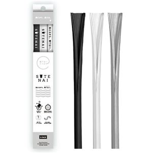 (まとめ) アルデナイデSUTENAIシリコンストロー MIX(ブラック/ホワイト/グレー) STN-M002 1パック(3本) 【×2セット】