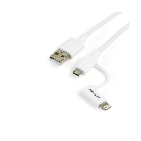 StarTech.com Lightning／Micro USBケーブル 1m ホワイトiPhone／iPod／iPad／Android対応 LTUB1MWH 1本