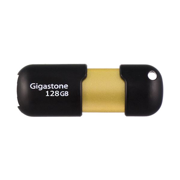 GigastoneUSB3.0フラッシュメモリ スライド式 128GB ブラック／ゴールド GJU3128GSLJ 1個