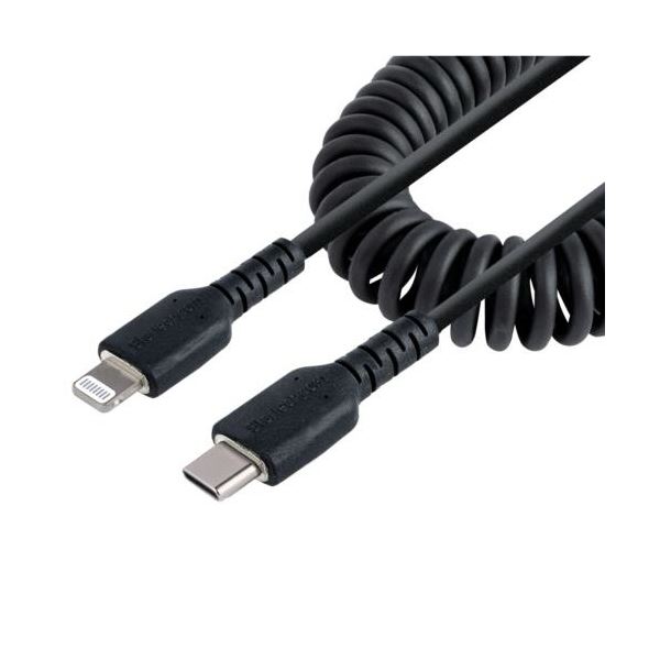 StarTech.com 高耐久Lightning-USB Cケーブル 1m コイル（伸縮）型／アラミド繊維補強RUSB2CLT1MBC 1本