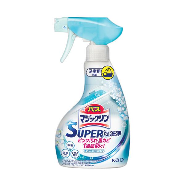 （まとめ） 花王バスマジックリン SUPER泡洗浄 香りが残らないタイプ 本体 350mL 1本 【×5セット】