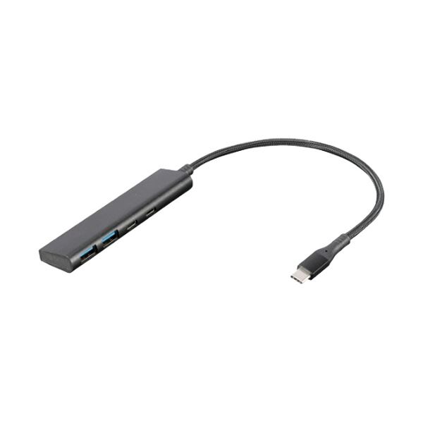 ナカバヤシUSB3.2 Gen1 Type-C 4ポート（C×2／A×2）アルミハブ ブラック UH-C3364BK 1個