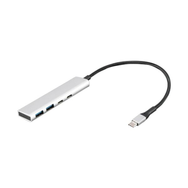 ナカバヤシUSB3.2 Gen1 Type-C 4ポート（C×2／A×2）アルミハブ シルバー UH-C3364SL 1個