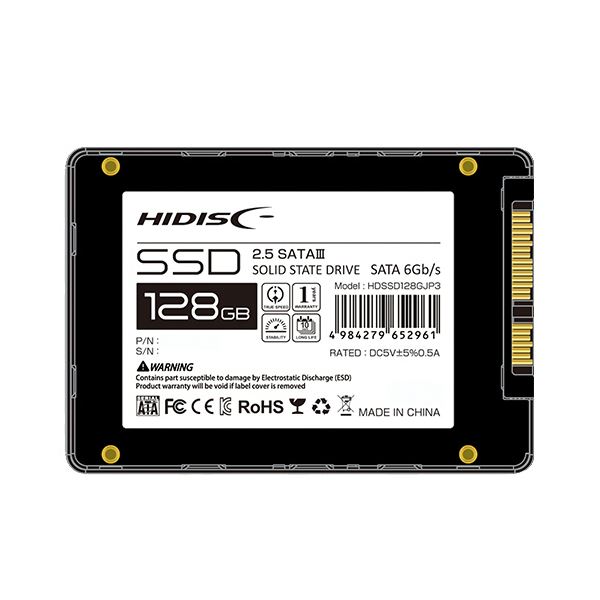 ハイディスク2.5インチ SATA接続 内蔵SSD 128GB HDSSD128GJP3 1台