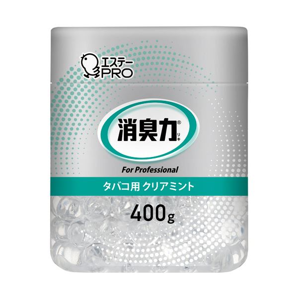 （まとめ） エステー 消臭力業務用消臭剤 ビーズタイプ タバコ用 クリアミント 本体 400g 1個 【×10セット】