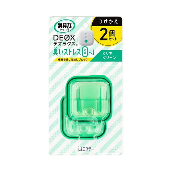 （まとめ） エステー 消臭力DEOX トイレ用 クリアグリーン 付替用 6ml 1パック（2個） 【×2セット】