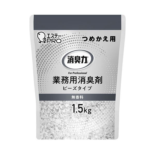 （まとめ） エステー 消臭力業務用消臭剤 ビーズタイプ 大容量 無香料 つめかえ用 1.5kg 1個 【×2セット】