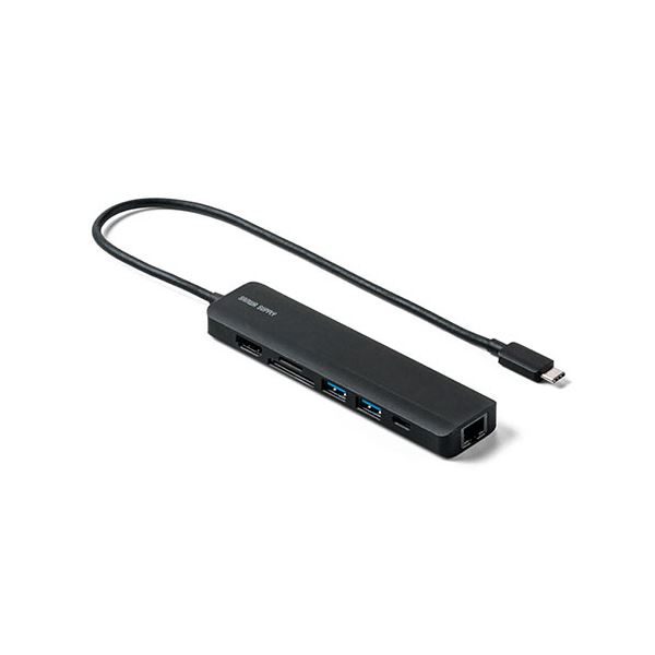 サンワダイレクトUSB Type-C モバイルドッキングステーション 7in1 HDMI出力 USB×2 PD対応100W 30cm400-HUB090BK 1個