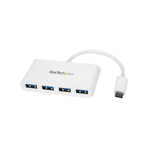 StarTech.com 4ポートUSB3.0ハブ USB Type-C接続 USB-A×4口 USBバスパワー対応 ホワイトHB30C4ABW 1個