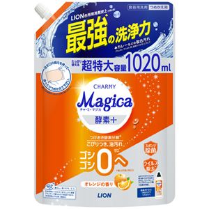 （まとめ） ライオンCHARMY Magica 酵素プラス オレンジの香り つめかえ用 特大 1020mL 1本 【×3セット】
