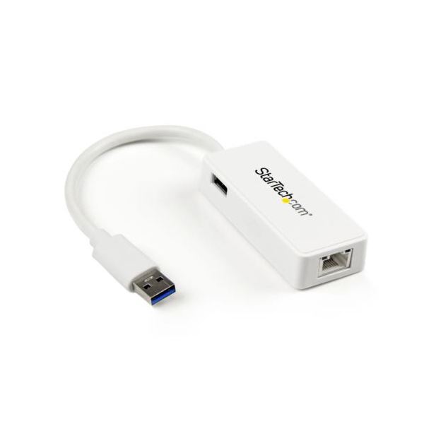 StarTech.com USB3.0-Gigabit Ethernetアダプタ ホワイト USBポート付 USB31000SPTW1個