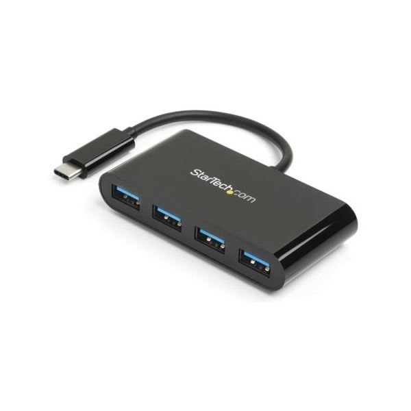 StarTech.com 4ポートUSB3.0ハブ USB Type-C接続 USB-A×4口 USBバスパワー対応 ブラックHB30C4AB 1個