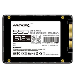 ハイディスク2.5インチ SATA接続 内蔵SSD 512GB HDSSD512GJP3 1台