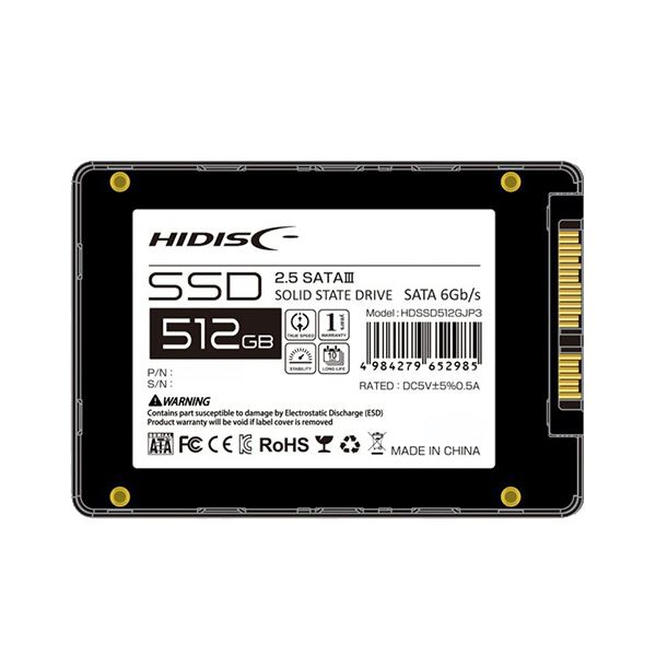 ハイディスク2.5インチ SATA接続 内蔵SSD 512GB HDSSD512GJP3 1台