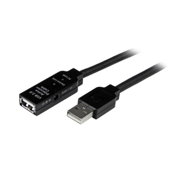 StarTech.com USB2.0アクティブ延長ケーブル Type A（オス）-Type A（メス） 5m ブラックUSB2AAEXT5M 1本