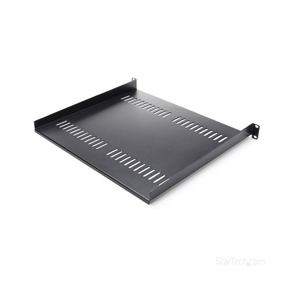 StarTech.com 1U 固定式サーバーラック棚板 放熱用スリット付き カンチレバー型 ブラック CABSHELF116V1個