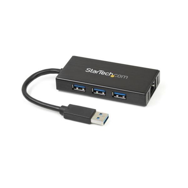 StarTech.com 3ポートUSB3.0ハブ付きLANアダプタ ギガビットEthernet対応 ブラック ST3300GU3B1個