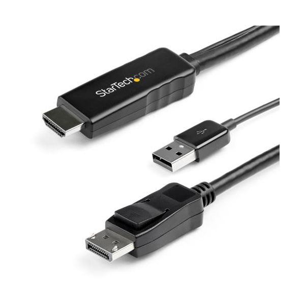 StarTech.com HDMI - DisplayPort変換ケーブル USBバスパワー対応 2m HD2DPMM2M1個